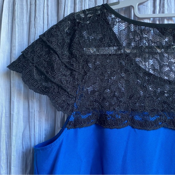 Express Royal Blue w/ Lace Blouse - Picture 4 of 6